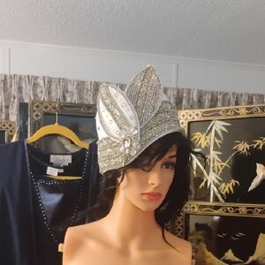 Elegant Silver and White Beaded Headpiece